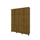 Roupeiro / Guarda Roupas PRIS Triplex 1.90m 4 Portas e 6 Gavetas Com Corrediças Telescópicas Cor Imbuia