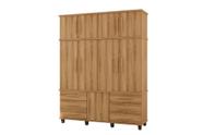 Roupeiro / Guarda Roupas PRIS Triplex 1.90m 4 Portas e 6 Gavetas Com Corrediças Telescópicas Cor Nature
