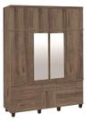 Roupeiro / Guarda Roupas SUP Triplex Com Espelho Nas 2 Portas Centrais Cor Teka