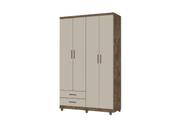 Roupeiro Guarda Roupas TI 4 Portas Cor Canela / Off Whiite