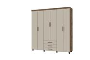 Roupeiro Guarda Roupas TI 6 Portas Casal Cor Canela / Off White