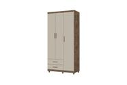 Roupeiro Guarda Roupas TI Solteiro 3 Portas Cor Canela / Off White