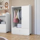 Roupeiro Infantil 1 Porta com Gaveta Cabideiro e Prateleiras Mdf para Quarto Bebê Criança - Branco