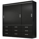 Roupeiro isabela 3 portas e 9 gavetas - preto