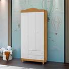 Roupeiro Lara 3 Portas E 2 Gavetas Em Mdf Nature e Branco