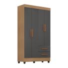 Roupeiro Lite 4 Portas 2 Gavetas Guarda-Roupa Solteiro -