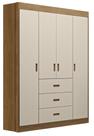 Roupeiro Livia 4 Portas 3 Gavetas Off White/Carvalho Móveis Canaã
