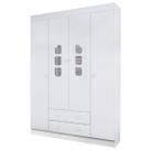 Roupeiro Lívia Infantil 4 Portas e 2 Gavetas 100% MDF para Quarto de Bebê - Phoenix Baby