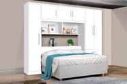 Roupeiro Modulado Com Cabeceira Báu CAN 2.34m Casal Com Amplo Espaço Interno e Nichos Externos Para Decoração Cor Branco