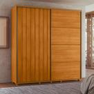 Roupeiro Monet 100% MDF ripado 2 portas de correr 4 gavetas - Cinamomo - Madetec