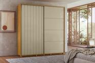 Roupeiro Monet 100% MDF ripado 2 portas de correr 4 gavetas - Cumaru Opala - Madetec