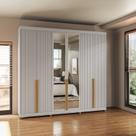 Roupeiro Newton 6 Portas de Giro Puxador Nature 100% Mdf