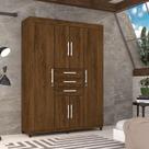 Roupeiro Olite 6 Portas 3 Gavetas Imperial Imbuia Cabideiros Alumínio 227cm