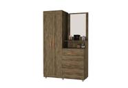 Roupeiro Onix Com Espelho 2 portas 3 gavetas Amêndoa/Wood Luxo Móveis Primus