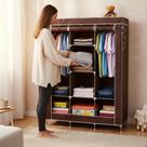 Roupeiro Organizador Portátil 4 Prateleiras Tecido Resistente Preto Armário Closet Compacto
