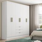 Roupeiro Troy Carraro MDP c/ 6 Portas 3 Gavetas 1,80m Branco