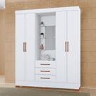 Roupeiro Tuboarte Onix 100% MDF Capelinha 4 Portas e 3 Gavetas Kit de Espelho e Pés