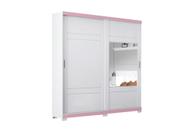 Roupeiro Verg 02 Portas Deslizantes Branco/Rosa Chá - Henn