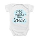 Roupinha Body de Bebê 365 Motivos Para Sorrir Temático Comemoração Ano Novo Menino