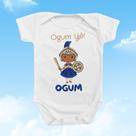 Roupinha Body de Bebê Frase Orixá Ogum Menino Menina Presente Mimo Religioso