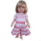 Roupinha Vestido de Crochê Feito a Mão Para Bonecas Tamanho 50 a 53cm Baby Kiss Bebê Reborn