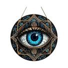 RusticBohoArt Evil Eye Tin Decoração de parede Netherfire Pintado Mandala Trident Eye Motivo