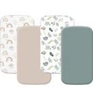 Sábanas Ajustables Haleeone 66 cm x 97 cm Paquete de 4 Suaves en Menta y Arcoíris