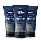 Sabonete e esfoliante facial Nivea Men Deep Clean com carvão vegetal 75mL x3 Sabonete e esfoliante facial Nivea Men Deep Clean com carvão vegetal 75mL x3