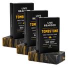 Sabonete em barra Live Bearded, totalmente natural, pacote com 3, 150 ml, perfume de lápide