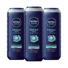 Sabonete líquido NIVEA Men Fresh Wave com mentol, 500 ml, pacote com 3