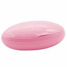 Saboneteira Oval Rosa Bebê E Mamãe Com Tampa Para Viagem Banho E Passeios