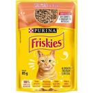 Sachê Friskies para gatos adultos sabor salmão ao molho 85g.