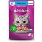 Sachê Whiskas para gatos adultos sabor atum ao molho 85g.