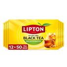 Sachets de Chá Preto Descafeinado Lipton, Chá Quente ou Gelado, 600 Sachês no Total (50 un - Pacote com 12)
