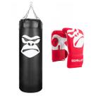 Saco Boxe Profissional Boxe 90 Cm + Luva Bate Saco PRO Adulto Muay Thai Treino Equipamento Gorilla