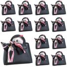 Saco de doces LPEIEB Leather Ribbon, pacote com 12 pacotes, presente de casamento preto