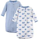 Saco de dormir Hudson Baby Cotton de manga comprida Blue Whales 3-9M