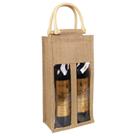 Saco de garrafa de vinho Retzjorv Jute Tote com alça de bengala 17x10x33cm