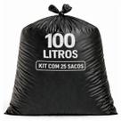 Saco de Lixo 100 Litros Preto Reforçado Grosso Alta Resistência Antiviral Antifúngico Antimicrobiano 25 Sacos