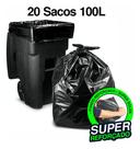 Saco De Lixo 100lts Preto Super Refoçado 20un Antivazamento