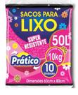 Saco de lixo 50 litros preto prático pct/ 10 unid