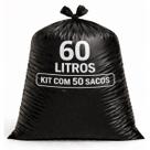 Saco de Lixo 60 Litros Preto Reforçado Grosso Alta Resistência Antiviral Antifúngico Antimicrobiano 50 sacos