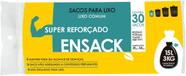 Saco de lixo preto ensack reforçado 15l - rolo com 30 sacos