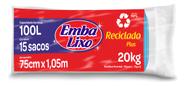 Saco De Lixo Reciclado 100l Azul 75x105cm Pt 15un Embalixo Kit 3un