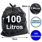 Saco de lixo reciclável preto 100 litros 90x75 5 micra 100 un Saco de lixo reciclável preto 100 litros 90x75 5 micra 100 un