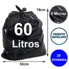 Saco de lixo reciclável preto 60 litros 70x53 5 micra 25 un Saco de lixo reciclável preto 60 litros 70x53 5 micra 25 un