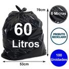Saco de lixo reciclável preto 60 litros 70x53 6 micra 100 un Saco de lixo reciclável preto 60 litros 70x53 6 micra 100 un