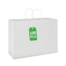 Saco de papel bagmad 100 pacotes 40x15x30cm branco Kraft com alças
