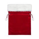 Saco De Presente De Veludo Vermelho Com Cordão E Acabamento Branco Com Detalhes Dourados Para