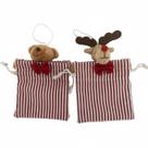 Saco de Presente Lembrancinha Listrado Rena e Urso 12x14cm
